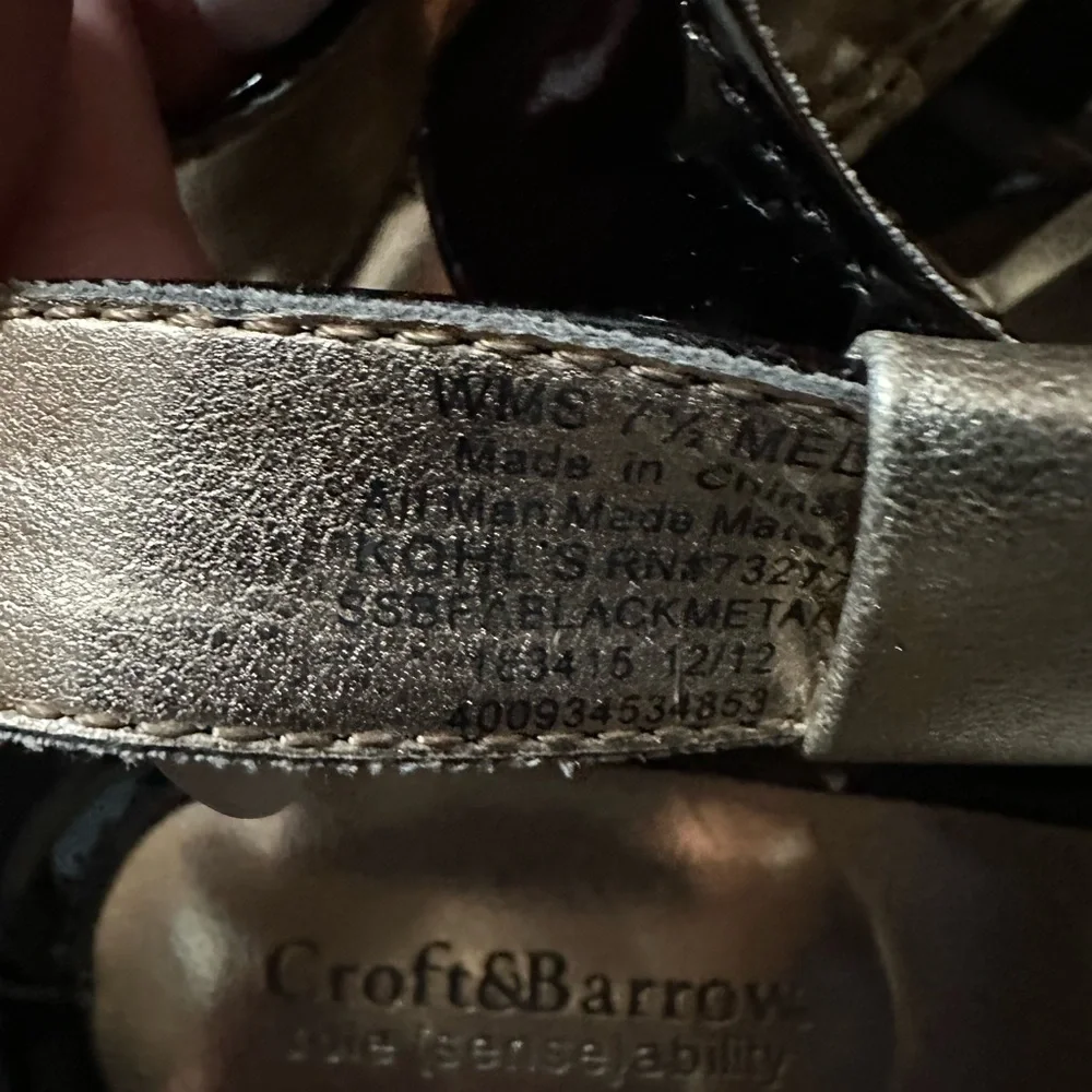 croft & barrow Black and Gold Cork Wedge Sandals